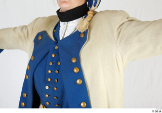  Photos Army man in cloth suit 3 17th century Army blue white and jacket historical clothing knob upper body 0004.jpg